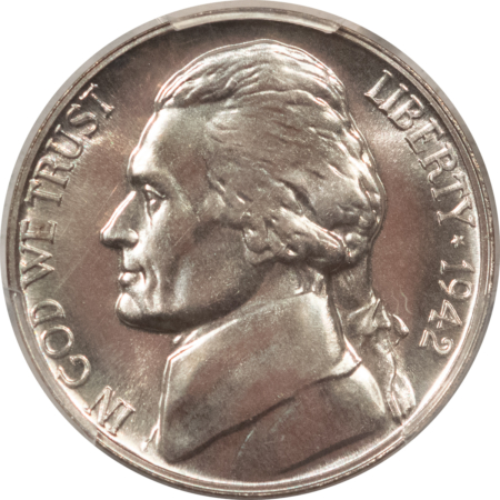 Jefferson Nickels 1942-P PROOF JEFFERSON NICKEL TY II, PCGS PR-66, SILVER!
