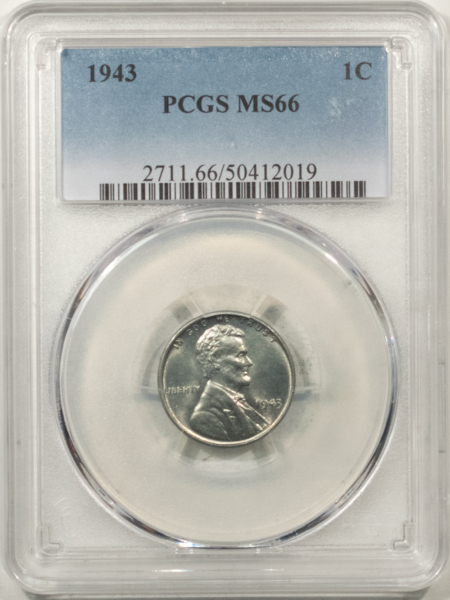 Lincoln Cents (Wheat) 1943 LINCOLN STEEL CENT – PCGS MS-66