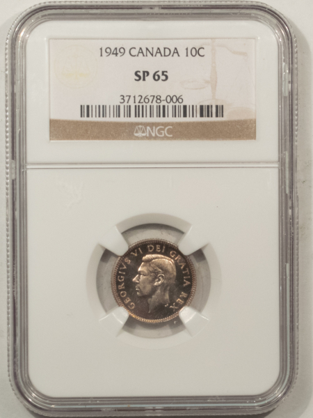 New Certified Coins CANADA 1949 TEN CENTS KM-34 – NGC SP-65 PRISTINE GEM SPECIMEN, SCARCE, GEORGE VI