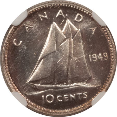 New Certified Coins CANADA 1949 TEN CENTS KM-34 – NGC SP-65 PRISTINE GEM SPECIMEN, SCARCE, GEORGE VI