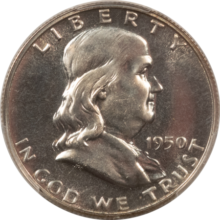 New Certified Coins 1950 PROOF FRANKLIN HALF DOLLAR, QUADRUPLE DIE OBVERSE FS-101 – PCGS PR-66 NEAT!