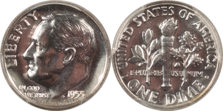 New Certified Coins 1955 5 COIN US SILVER PROOF SET – PCGS PR-67, SUPERB GEM WITH RED CENT!