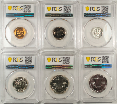 New Certified Coins 1956 6 COIN US SILVER PROOF SET PCGS PR-67, SUPERB GEM W/ RD CENT + TY 1 & 2 50C