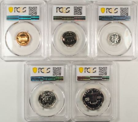 New Certified Coins 1959 5 COIN US SILVER PROOF SET – PCGS PR-67, MATCHED SUPERB GEM WITH RED CENT!