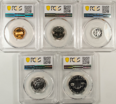 New Certified Coins 1961 5 COIN US SILVER PROOF SET – PCGS PR-67, MATCHED SUPERB GEM WITH RED CENT!