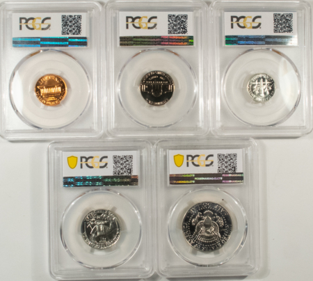 New Certified Coins 1964 5 COIN US SILVER PROOF SET – PCGS PR-67, MATCHED SUPERB GEM WITH RED CENT!