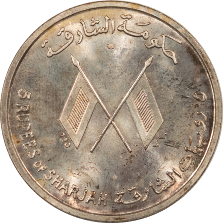 New Store Items 1964 SHARJAH UAE JOHN F KENNEDY SILVER 5 RUPEES – NICE UNCIRCULATED!