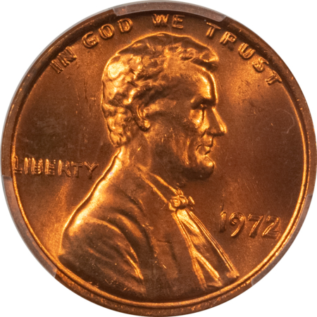 Lincoln Cents (Memorial) 1972 LINCOLN CENT, DOUBLED DIE OBVERSE – PCGS MS-66 RD, BLAZING LUSTER & NICE!