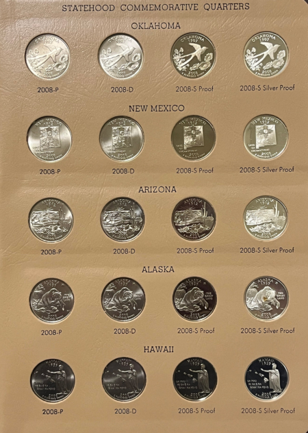 New Store Items 1999-08 P/D/S SILVER STATE QUARTER COMPLETE 200 COIN SET BU/PROOF/SILVER, DANSCO