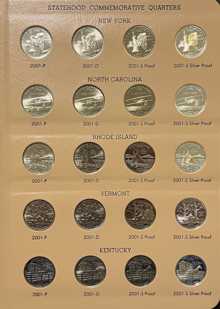 New Store Items 1999-08 P/D/S SILVER STATE QUARTER COMPLETE 200 COIN SET BU/PROOF/SILVER, DANSCO