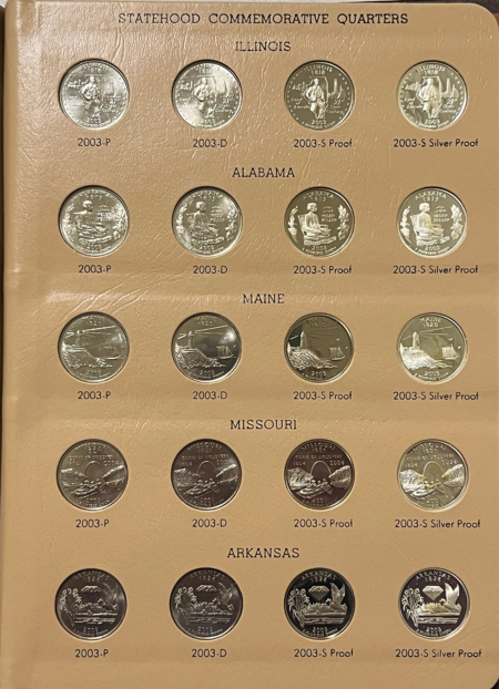 New Store Items 1999-08 P/D/S SILVER STATE QUARTER COMPLETE 200 COIN SET BU/PROOF/SILVER, DANSCO