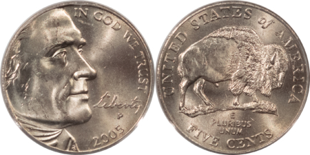 Jefferson Nickels 2005-P/D JEFFESON NICKELS LOT OF 2 – PCGS BU, FIRST STRIKE, SCARCE SLABS!