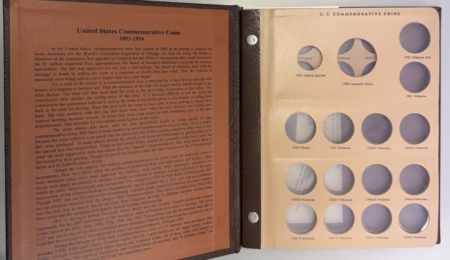 Early Commems DANSCO U.S. COMMEMORATIVE COINS VOL 1 & VOL 2, 4 PAGES EACH, PRISTINE, LIKE-NEW!