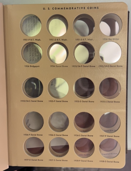 Early Commems DANSCO U.S. COMMEMORATIVE COINS VOL 1 & VOL 2, 4 PAGES EACH, PRISTINE, LIKE-NEW!