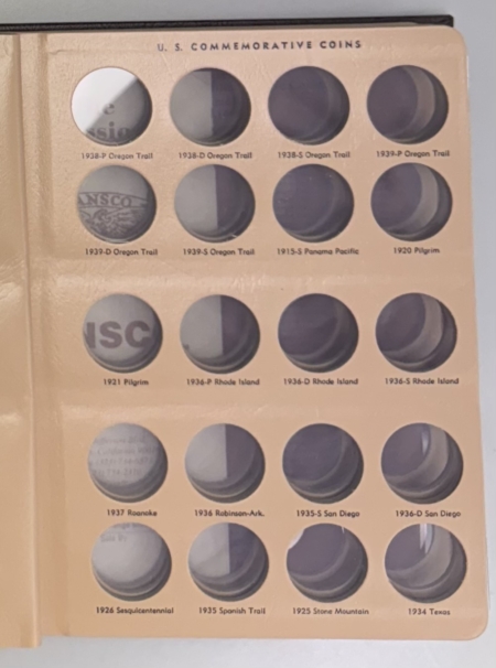 Early Commems DANSCO U.S. COMMEMORATIVE COINS VOL 1 & VOL 2, 4 PAGES EACH, PRISTINE, LIKE-NEW!