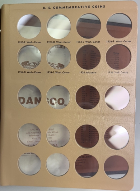 Early Commems DANSCO U.S. COMMEMORATIVE COINS VOL 1 & VOL 2, 4 PAGES EACH, PRISTINE, LIKE-NEW!