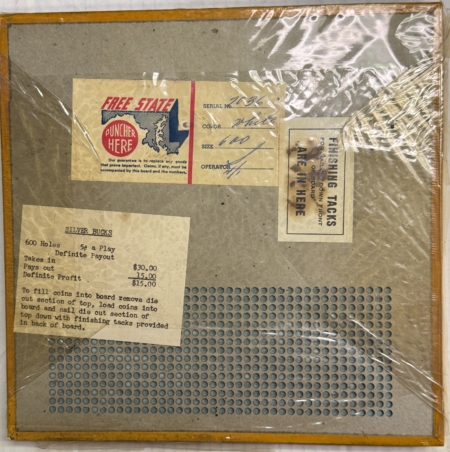 Miscellaneous VINTAGE 1950s 5C SILVER BUCKS SILVER DOLLAR PUNCHBOARD MARYLAND ISSUED W/ PAPERS