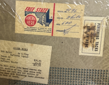 Miscellaneous VINTAGE 1950s 5C SILVER BUCKS SILVER DOLLAR PUNCHBOARD MARYLAND ISSUED W/ PAPERS