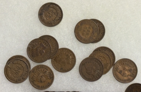 Indian 1890-1909 MIXED DATE INDIAN CENTS, WHOLESALE LOT OF 110, NICE AVERAGE CIRCS