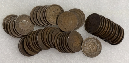 Indian 1890-1909 MIXED DATE INDIAN CENTS, WHOLESALE LOT OF 110, NICE AVERAGE CIRCS