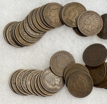 Indian 1890-1909 MIXED DATE INDIAN CENTS, WHOLESALE LOT OF 212, NICE BROWN GOOD/BETTER