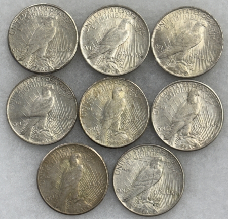New Store Items 1922-1934 WHOLESALE LOT OF 8 PEACE DOLLARS – MIXED QUALITY, SOME WITH ISSUES!