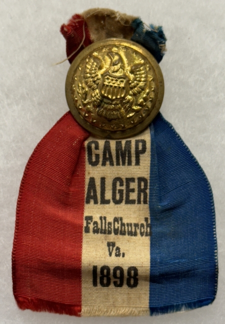 Miscellaneous 1898 CAMP ALGER, FALLS CHURCH, VIRGINIA 2 7/8″ BRASS UNIFORM BUTTON W/ RIBBON