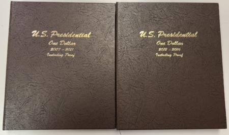 Eisenhower Dollars 2007-16 PRESIDENTIAL DOLLAR 117 COIN COMPLETE SET, ALL BU/PROOFS 2 DANSCO ALBUMS