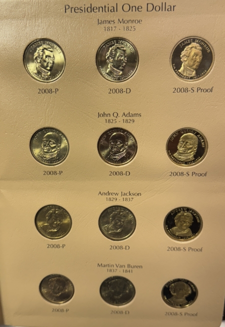 Eisenhower Dollars 2007-16 PRESIDENTIAL DOLLAR 117 COIN COMPLETE SET, ALL BU/PROOFS 2 DANSCO ALBUMS