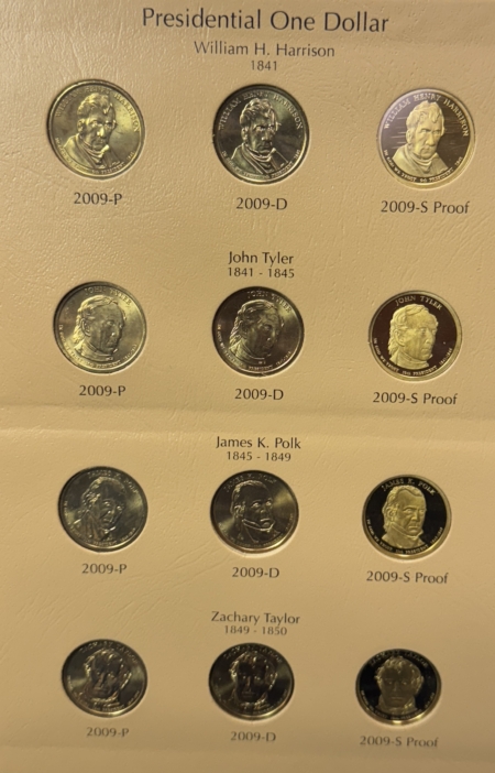 Eisenhower Dollars 2007-16 PRESIDENTIAL DOLLAR 117 COIN COMPLETE SET, ALL BU/PROOFS 2 DANSCO ALBUMS
