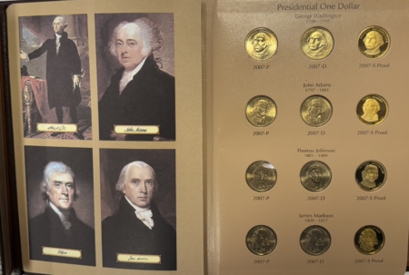 Eisenhower Dollars 2007-16 PRESIDENTIAL DOLLAR 117 COIN COMPLETE SET, ALL BU/PROOFS 2 DANSCO ALBUMS