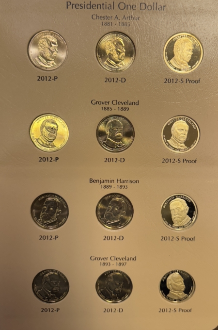 Eisenhower Dollars 2007-16 PRESIDENTIAL DOLLAR 117 COIN COMPLETE SET, ALL BU/PROOFS 2 DANSCO ALBUMS
