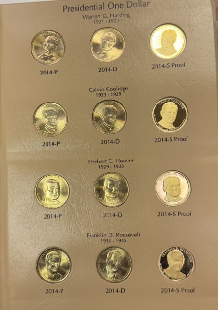 Eisenhower Dollars 2007-16 PRESIDENTIAL DOLLAR 117 COIN COMPLETE SET, ALL BU/PROOFS 2 DANSCO ALBUMS