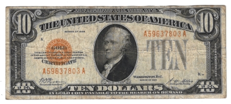 New Store Items 1928 $10 GOLD CERTIFICATE, FR-2400, ORIGINAL FINE-VF
