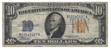 New Store Items 1934-A $10 NORTH AFRICA $10 SILVER CERTIFICATE, WW II EMERGENCY, ORIGINAL VF!