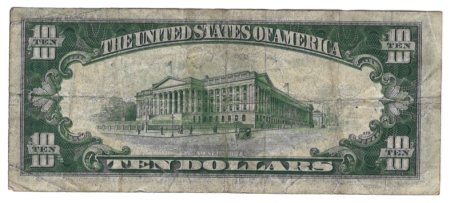 New Store Items 1934-A $10 NORTH AFRICA $10 SILVER CERTIFICATE, WW II EMERGENCY, ORIGINAL VF!