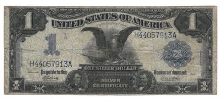 Large Silver Certificates 1899 $1 “BLACK EAGLE” SILVER CERTIFICATE, FR-235, ORIGINAL F/VF