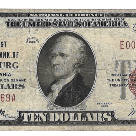 New Store Items 1929 TY I NATIONAL BANK NOTE, FIRST NATIONAL BANK OF EBENSBURG PA – ORIGINAL VF!