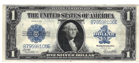 Large Silver Certificates 1923 $1 SILVER CERTIFICATE, FR-238, CHOICE VF; BRIGHT, NICE COLOR!