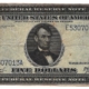 Large Federal Reserve Notes 1914 $5 FEDERAL RESERVE NOTE, RICHMOND, FR-860, ORIGINAL VF!