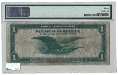 Large Federal Reserve Notes 1918 $1 FEDERAL RESERVE BANKNOTE, FR-736, MINNEAPOLIS, PMG CHOICE FINE-15!