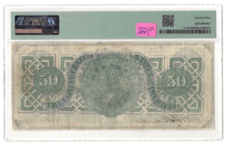 Confederate Notes 1863 $50 CONFEDERATE STATES OF AMERICA, T-57, pp XA, PMG VF-25