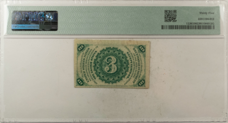 Fractional Currency 3 CENTS 3RD ISSUE FRACTIONAL CURRENCY FR#1226 LIGHT BACKGROUND – PMG CHOICE VF35