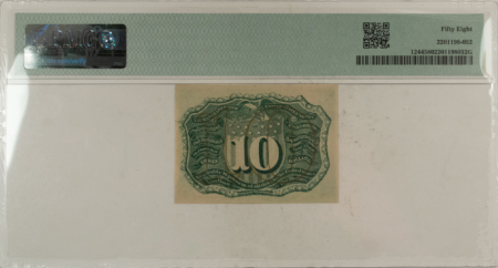Fractional Currency 10 CENTS 2ND ISS FRACTIONAL CURRENCY FR#1244 W/O SURCHARGES ON BACK PMG CH/AU-58