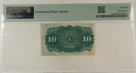 Fractional Currency 10 CENTS 4TH ISS FRACTIONAL CURRENCY FR#1259 ALLISON SPINNER – PMG CH/AU-58 EPQ!