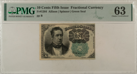 Fractional Currency 10 CENTS 5TH ISSUE FRACTIONAL CURRENCY FR#1264 ALLISON SPINNER – PMG CH/UNC-63!