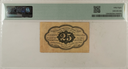 Fractional Currency 25 CENTS 1ST ISSUE FRACTIONAL CURRENCY FR#1280 PERFORATED EDGES – PMG CH/AU-58!