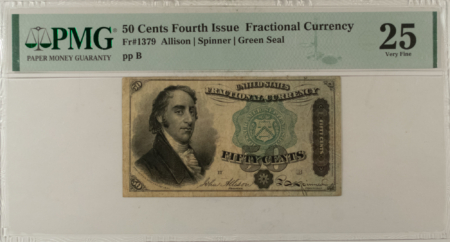 Fractional Currency 50 CENTS 4TH ISSUE FRACTIONAL CURRENCY FR#1379 ALLISON SPINNER – PMG VF-25!