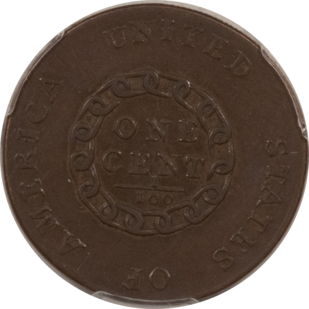 Flowing Hair Large Cents 1793 CHAIN CENT S-2, AMERICA PCGS XF-40 CAC, STUNNING CHOCOLATE BROWN & AMAZING!