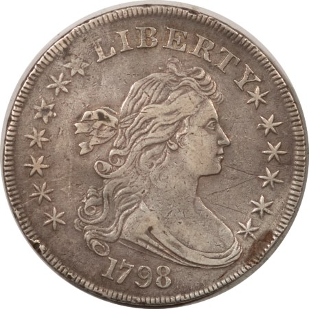 Dollars 1798 DRAPED BUST DOLLAR 4 BERRIES – XF DETAILS BUT CLEANED W/ SCRATCHES RT FIELD